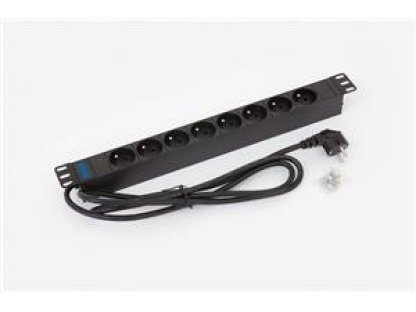 TRITÓN 19" rozvodný panel 8x230V - 2m, černý (RAB-PD-X01-A1)