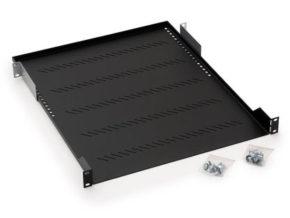 TRITON Police s perforací 19", 1U/550mm, nosnost 40kg, černá (rab-up-550-a1)