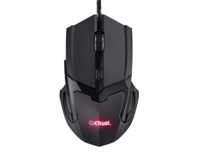 TRUST BASICS herní myš - Optická, Pro praváky, 4 800 DPI, Drátová USB, černá (24749)