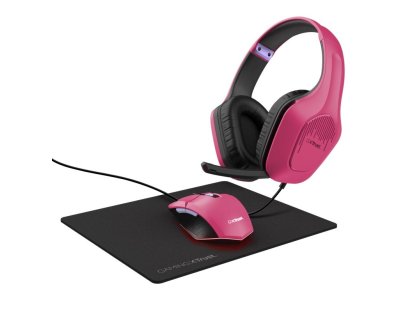 TRUST Sada sluchátka + myš + mousepad GXT 790 3v1 Gaming Bundle, ružová (25179)
