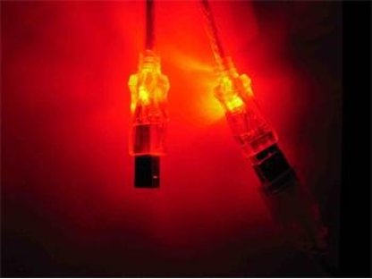 UNIBOS kabel USB 2.0, A-A, M/F, prodlužovací, 2m, červený, svítící (K3R)