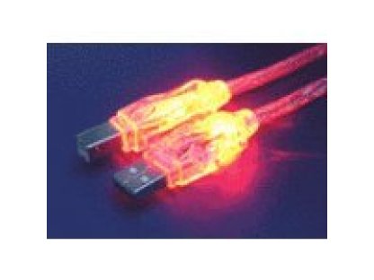 UNIBOS kabel USB 2.0, A-B, M/M, propojvací, 2m, červený, svítící (K1R)