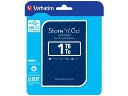 VERBATIM 1TB Store 'n' Go Portable Hard Drive USB 3.0, Blue GEN II (53200)