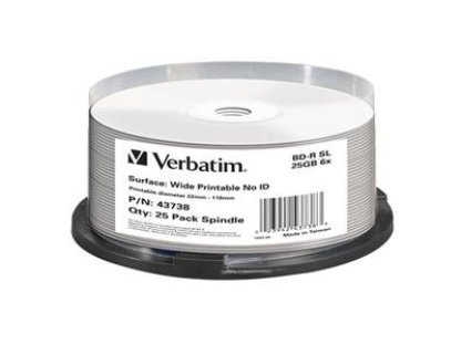 VERBATIM BD-R SL (25-Pack) Spindl/ NoID/ 6x/ 25GB (43738)