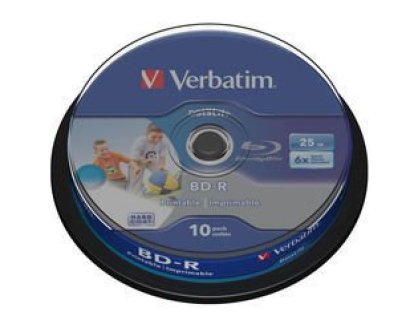 VERBATIM BD-R SL (6x, 25GB), printable, 10 cake (43804)