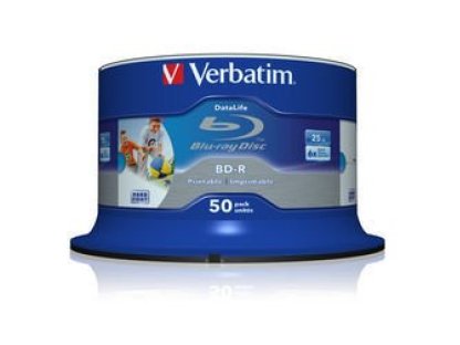 VERBATIM BD-R SL (6x, 25GB),printable, 50KS (43812)