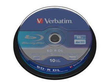 VERBATIM Blu-ray BD-R DL Spindle 10 | 50GB | 6x |WHITE BLUE SURFACE HARD COAT (43746)