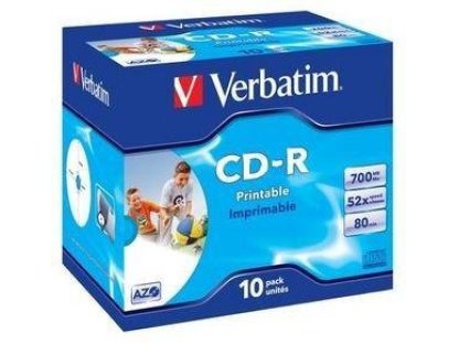 VERBATIM CD-R 700MB Printable 52x jewel10ks (43325)