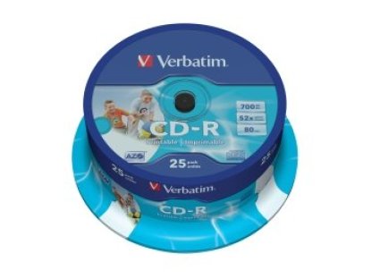 VERBATIM CD-R 700MB Printable 52x spindl 25ks (43439)