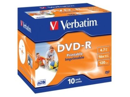 VERBATIM DVD-R 4,7GB Printable 16x jewel 10ks (43521)