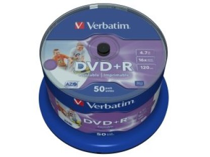 VERBATIM DVD+R 4,7GB Printable 16x spindl 50ks (43512)