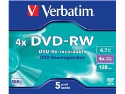 VERBATIM DVD-RW 4,7GB 4x jewel 5ks (43285)