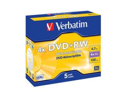 VERBATIM DVD+RW (4x, 4,7GB), 5ks/pack (43229)