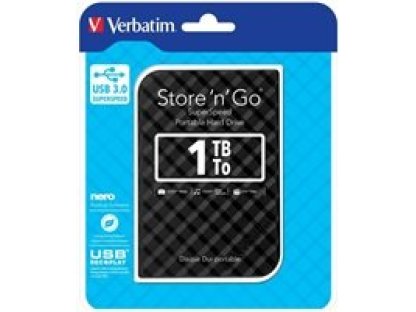 VERBATIM HDD 2.5" 1TB Store 'n' Go Portable Hard Drive USB 3.0, Black GEN II (53194)