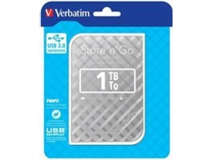 VERBATIM HDD 2.5" 1TB Store 'n' Go Portable Hard Drive USB 3.0, Silver GEN II (53197)