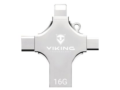VIKING FLASH DISK 16GB, 4v1 S KONCOVKOU APPLE LIGHTNING, USB-C, MICRO USB, USB-A (VUF16GBS)
