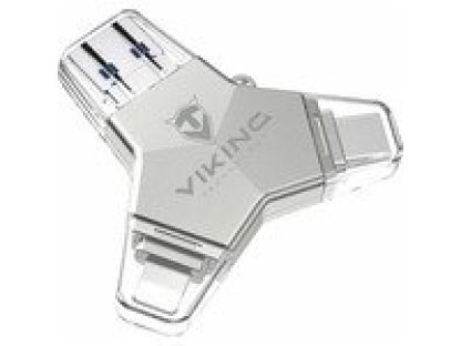 Viking USB Flash disk 3.0 4v1 s koncovkou Lightning/Micro USB/USB/USB-C, 128 GB, cerná (VUFII128B)