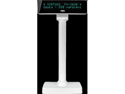 VIRTUOS VFD zákaznický displej Virtuos FV-2030W 2x20 9mm, USB, bílý (EJG1004)