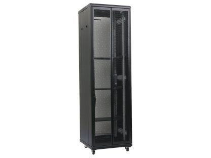 XTENDLAN 42U/800x1000 stojanový, černý, dvoudílné perforované dveře a záda (HPER-42U-80-BLACK-S)