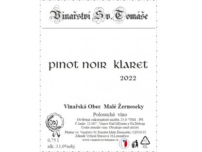 Pinot Noir Klaret 2022 polosuché