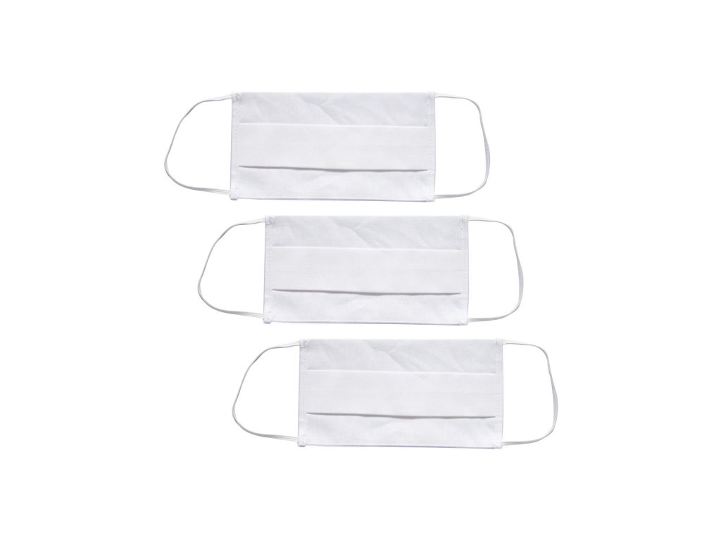 4CARS Dvojvrstvové ochranné bavlnené rúško biele  s gumičkou 3ks - menšie