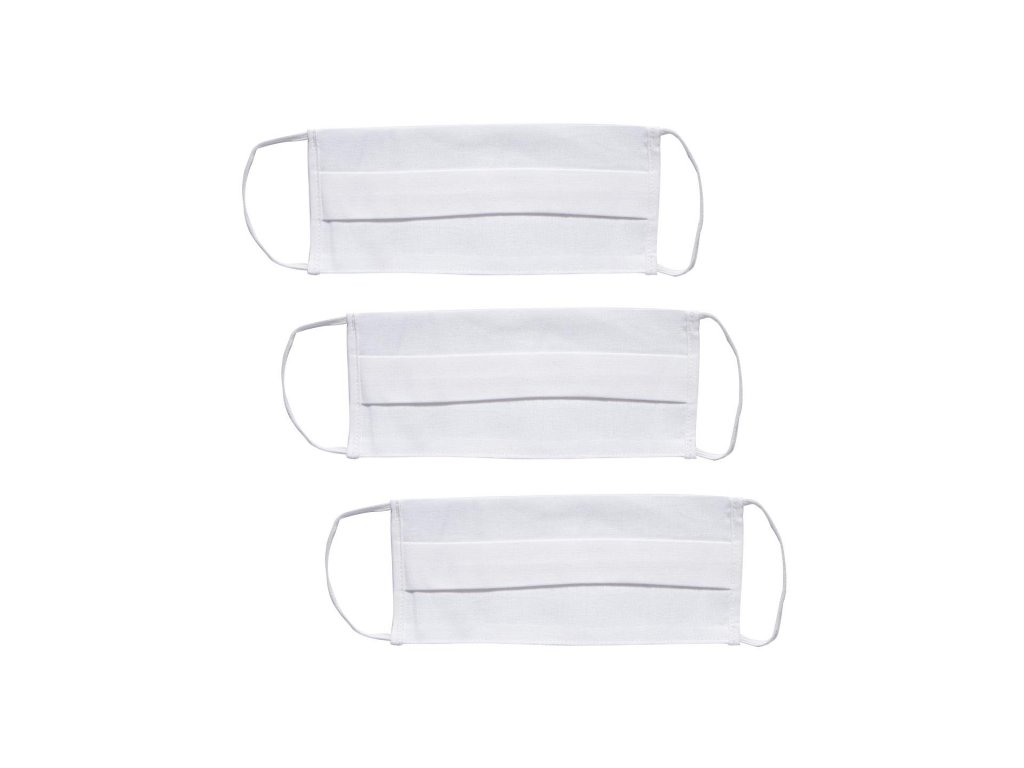 4CARS Dvojvrstvové ochranné bavlnené rúško biele  s gumičkou 3ks - väčšie
