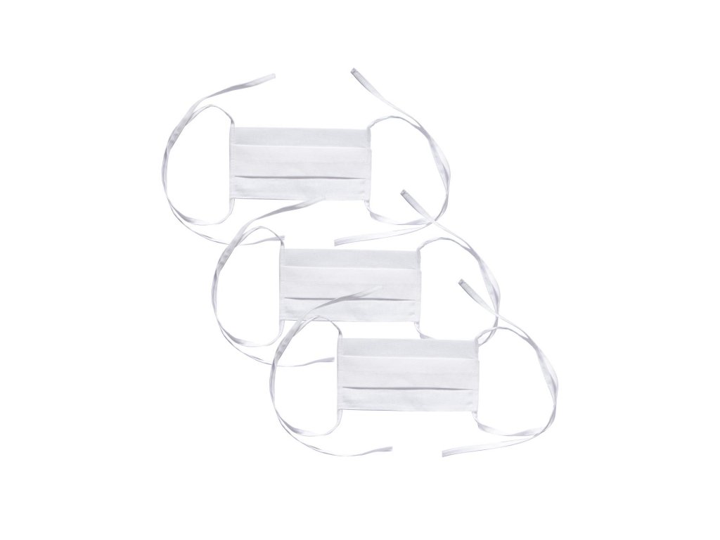 4CARS Dvojvrstvové ochranné bavlnené rúško biele so šnúrkou 3ks - UNI