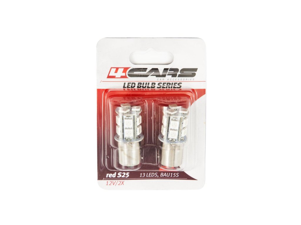 4CARS LED ŽIAROVKA 13LED 12V S25-5050SMD BAU15S ČERVENÁ