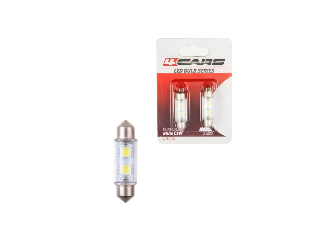 4CARS LED ŽIAROVKA 2LED 12V FESTOON SMD T11X39MM