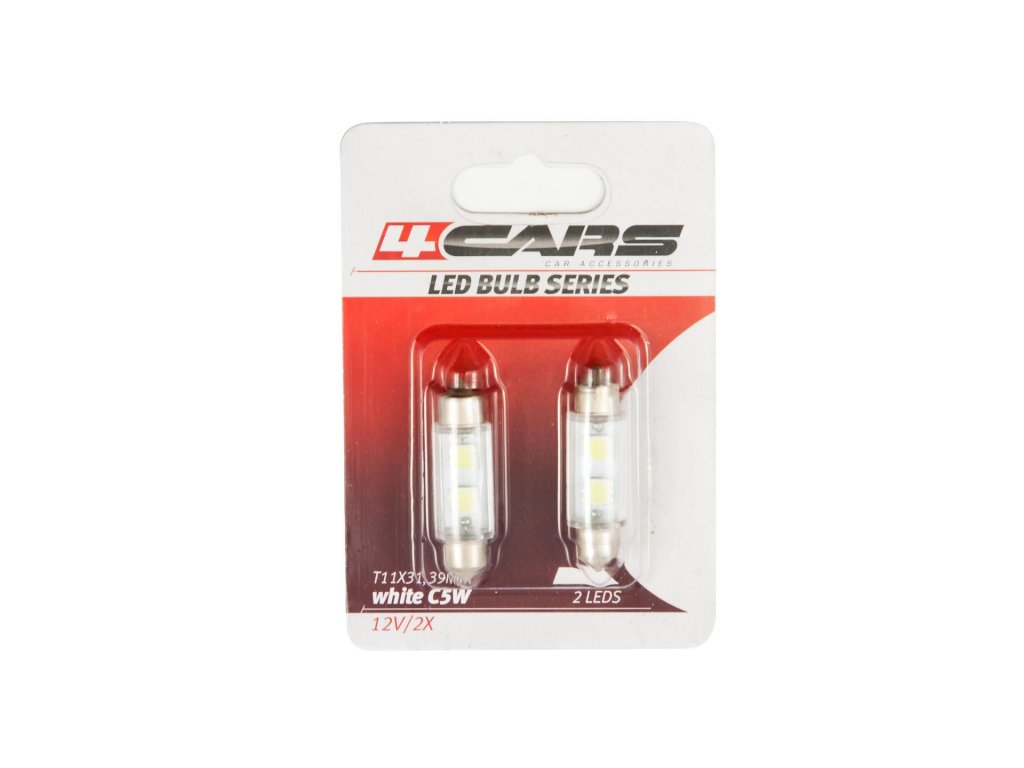 4CARS LED ŽIAROVKA 2LED 12V FESTOON SMD T11X39MM