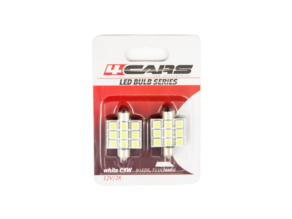 4CARS LED ŽIAROVKA 9LED 12V FESTOON 5050SMD T11X36MM