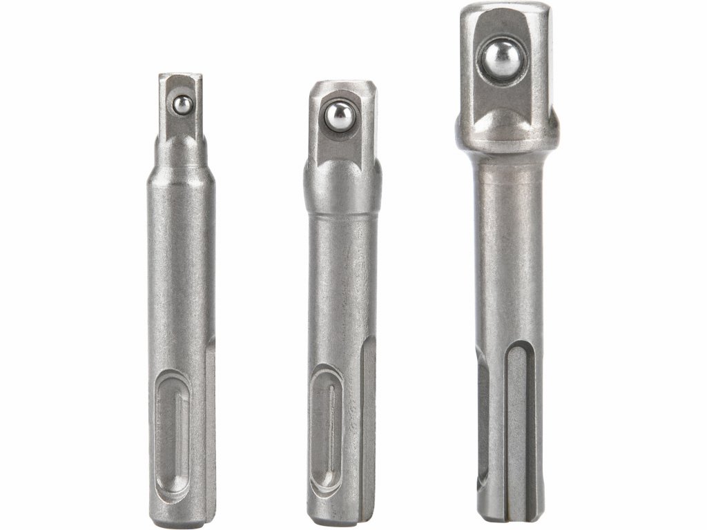 Adaptér pre nástrčné hlavice, 3ks, SDS-plus na 1/4"-3/8"-1/2", CrV, EXTOL PREMIUM