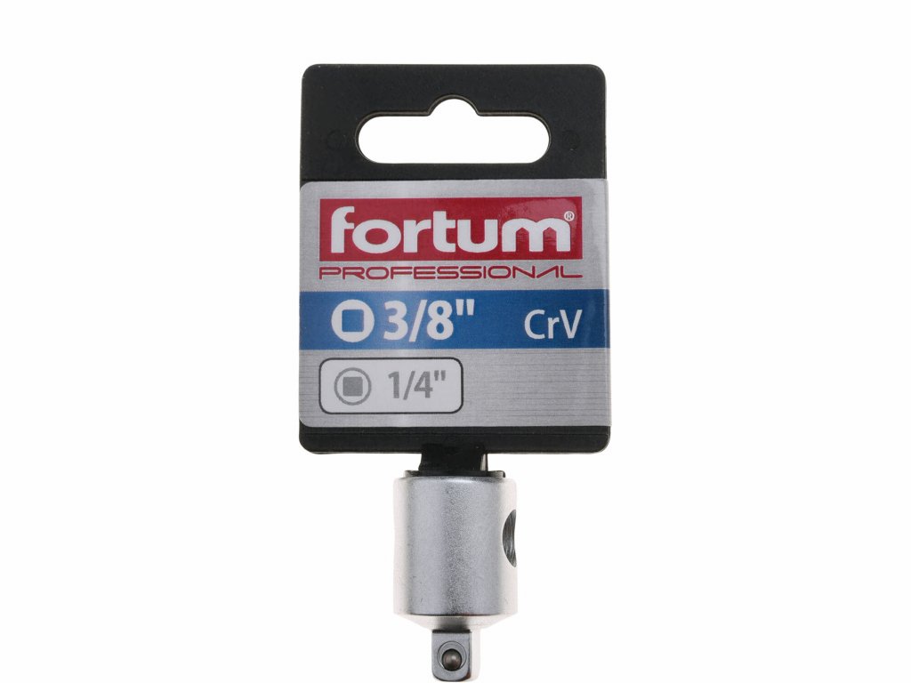 Adaptér s otvorom pre trhák, vnútorný 3/8” na vonkajší 1/4”, dĺžka 28mm, FORTUM