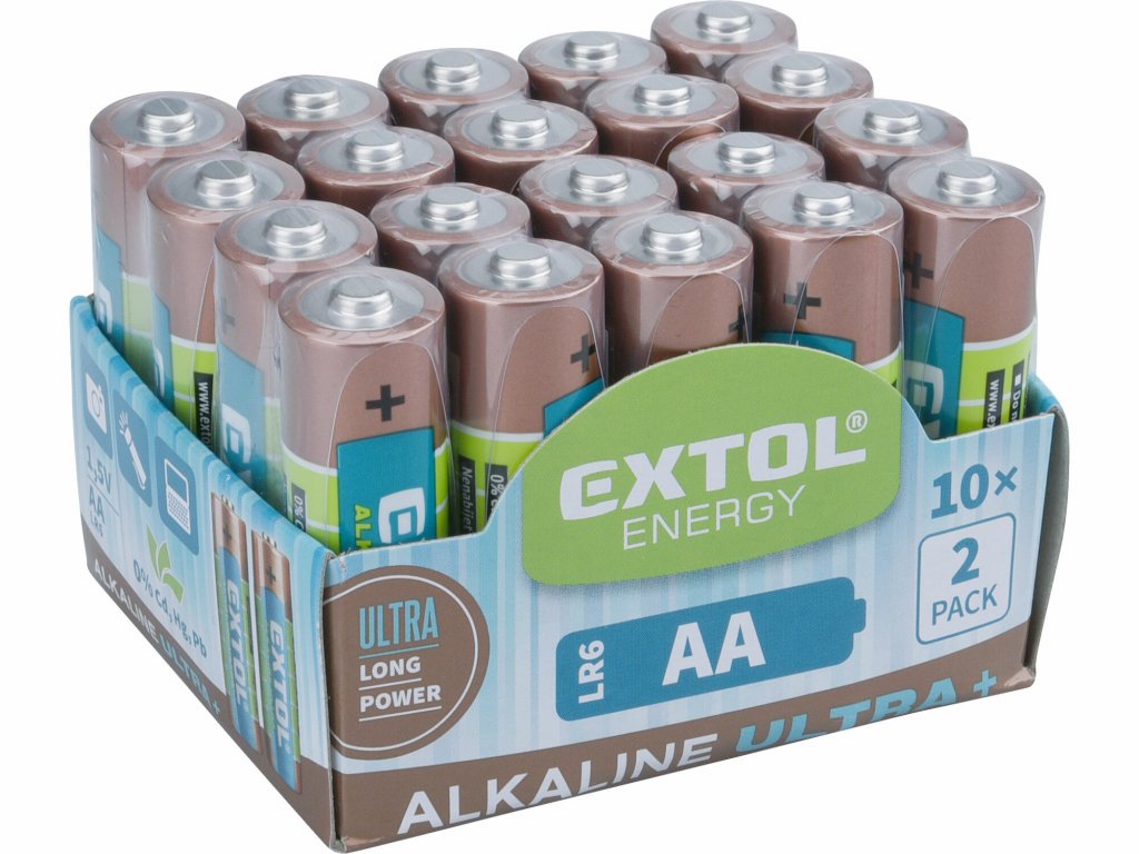 Batéria alkalická 20ks, 1,5V, typ AA, EXTOL ENERGY