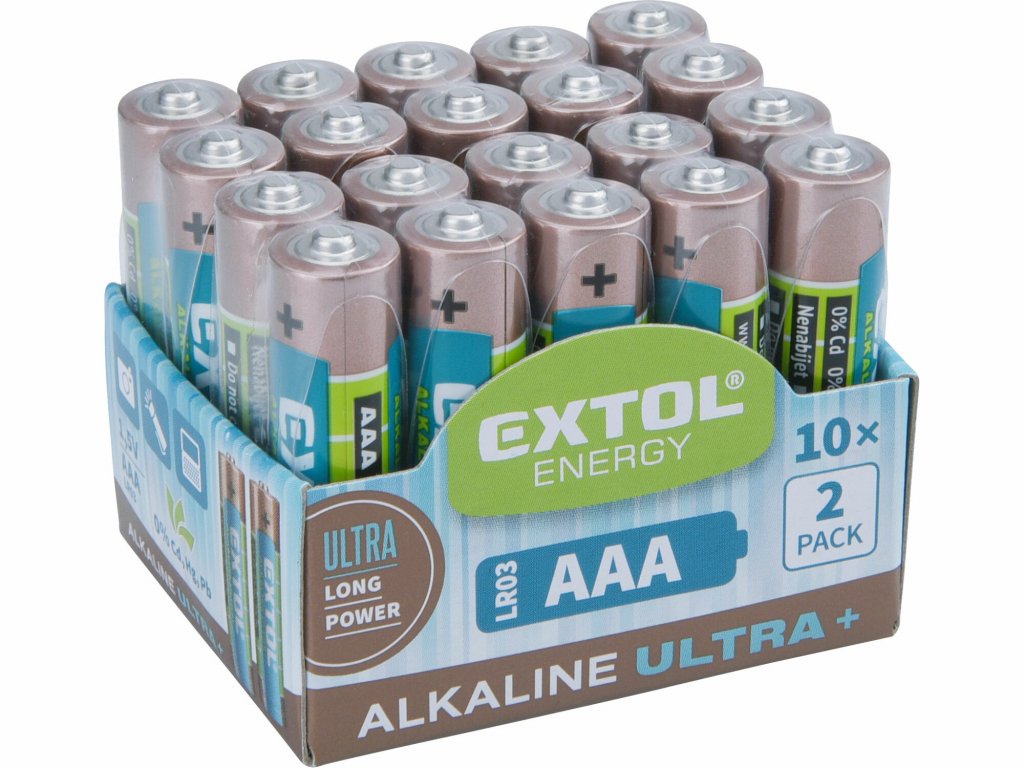 Batéria alkalická 20ks, 1,5V, typ AAA, EXTOL ENERGY