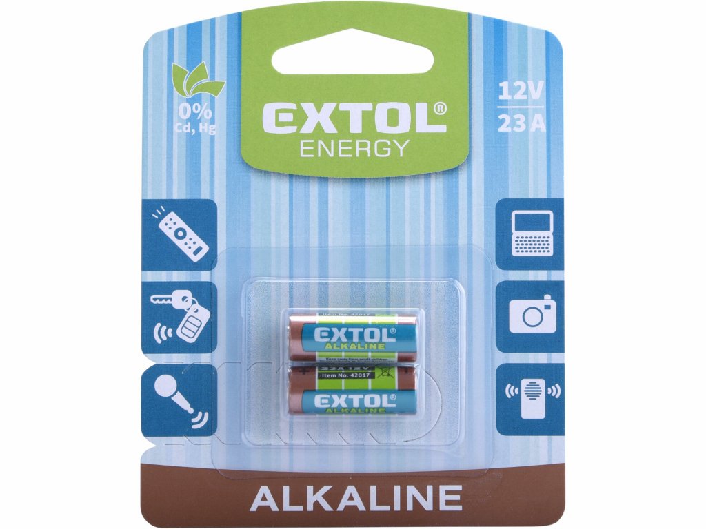 Batéria alkalická 2ks, 12V, typ 23A, EXTOL ENERGY