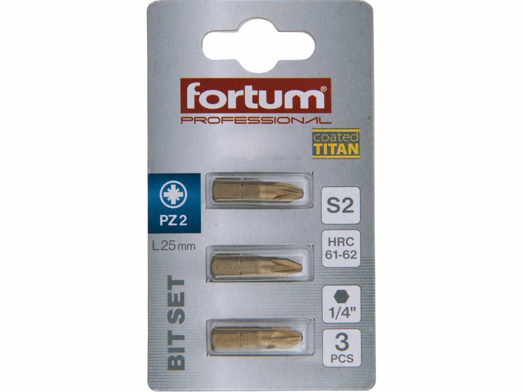 Bit krížový 3ks, PZ 2x25mm, S2, FORTUM