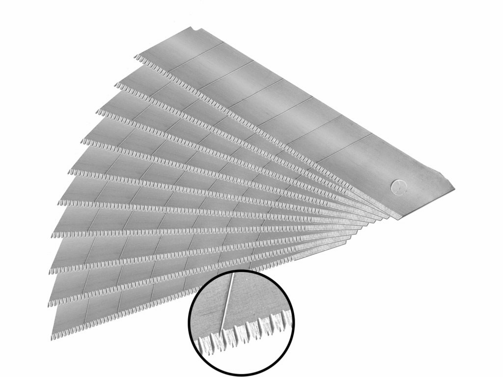 Brity do univerzálneho noža olamovacie so zúbkami, 10ks, 25x0,7mm, 7 segmentov, SK5, SK5, EXTOL PREM