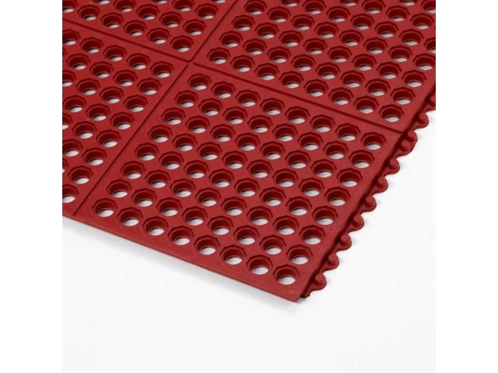 Červená gumová kuchynská rohož Cushion Easy Red - 91 x 91 x 1,9 cm