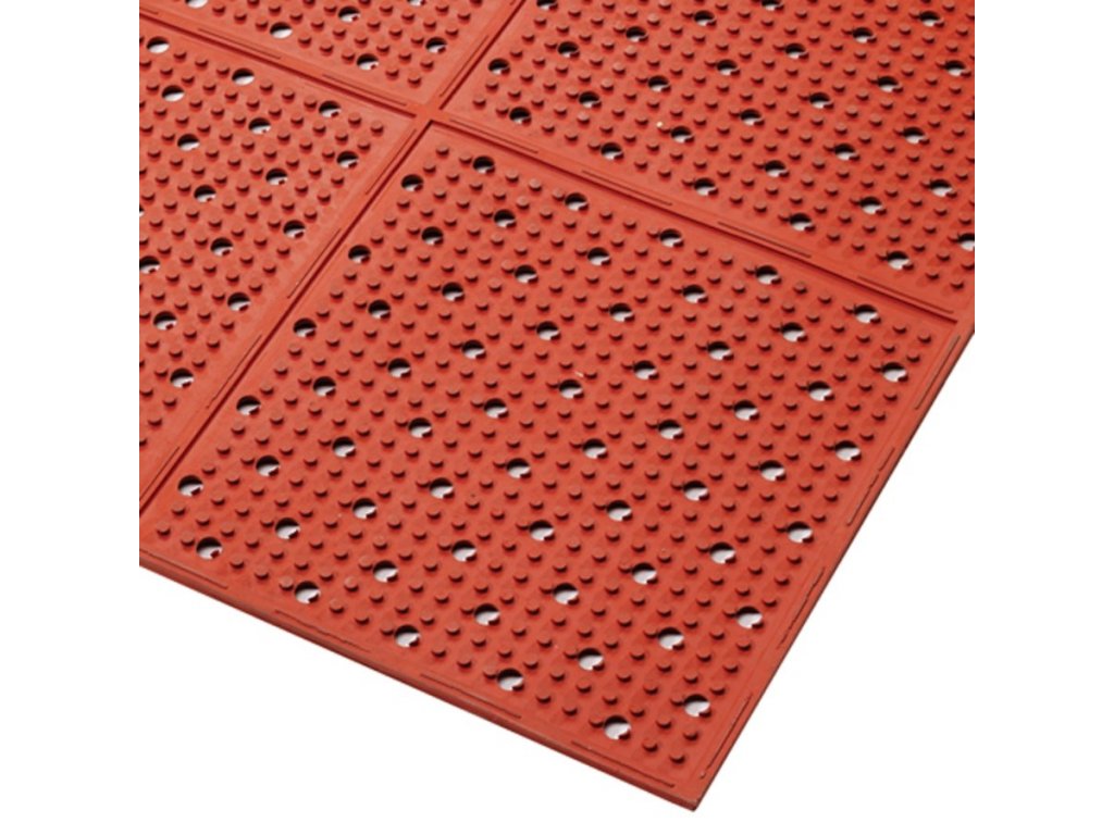 Červená gumová protišmyková obojstranná rohož Multi Mat II Red - dĺžka 122 cm, šírka 244 cm, výška 0,95 cm