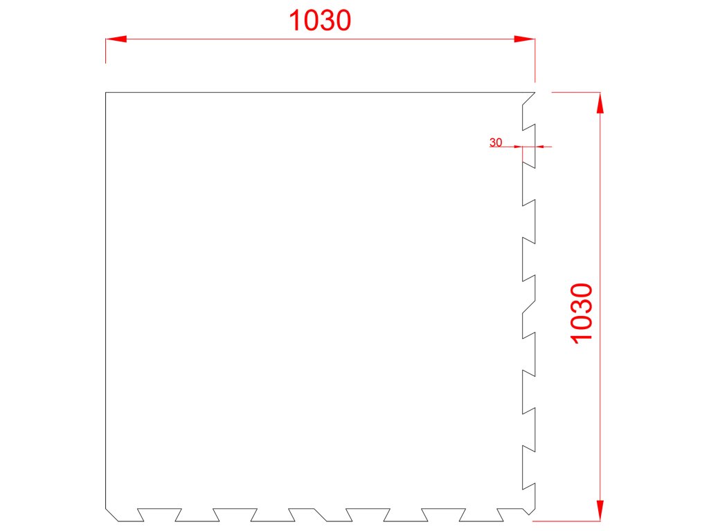 Čierna gumová modulová puzzle dlažba (roh) FLOMA FitFlo SF1050 - 100 x 100 x 0,8 cm