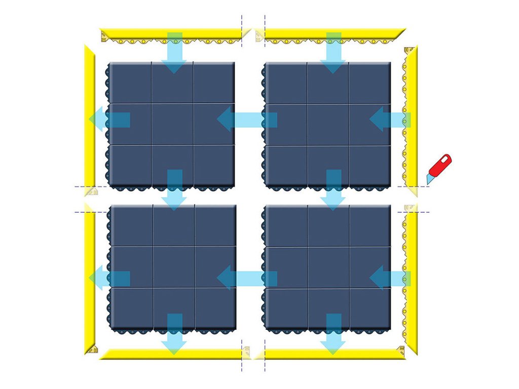 Čierna gumová priemyselná rohož Cushion Ease Solid - 91 x 91 x 1,9 cm