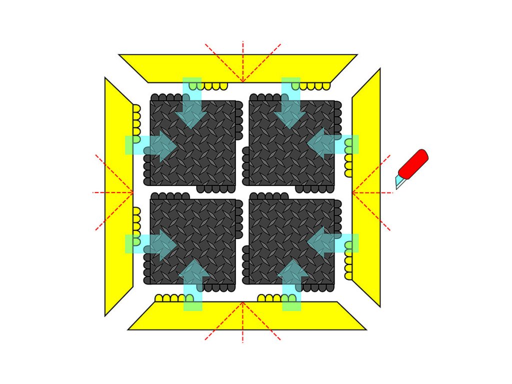 Čierna gumová priemyselná rohož De-Flex - 45 x 45 x 1,9 cm