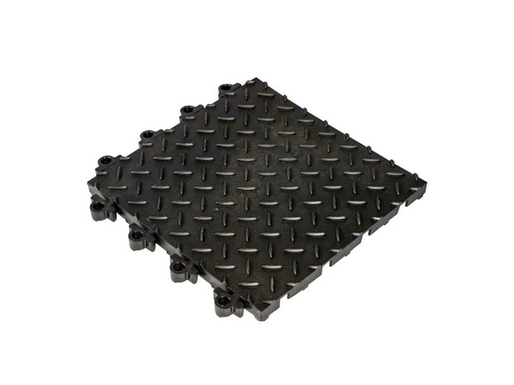 Čierna plastová plná rohož (dlaždice) Diamond Flex Lok Solid - 30 x 30 x 2,5 cm