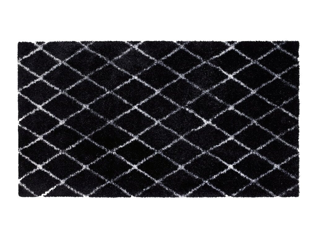 Čierna vnútorná čistiaca prateľná vstupná rohož FLOMA Lima Rectangle - Rhombus - 67 x 120 x 0,7 cm