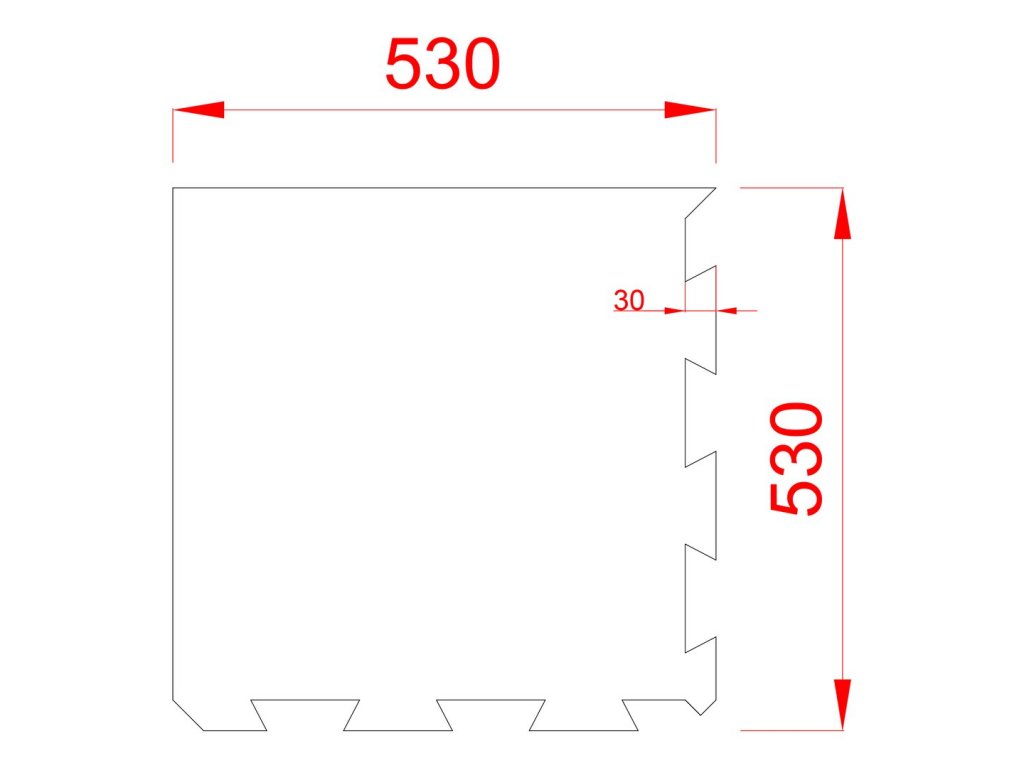 Čierno-bielo-červená gumová modulová puzzle dlažba (roh) FLOMA FitFlo SF1050 - 50 x 50 x 1,6 cm