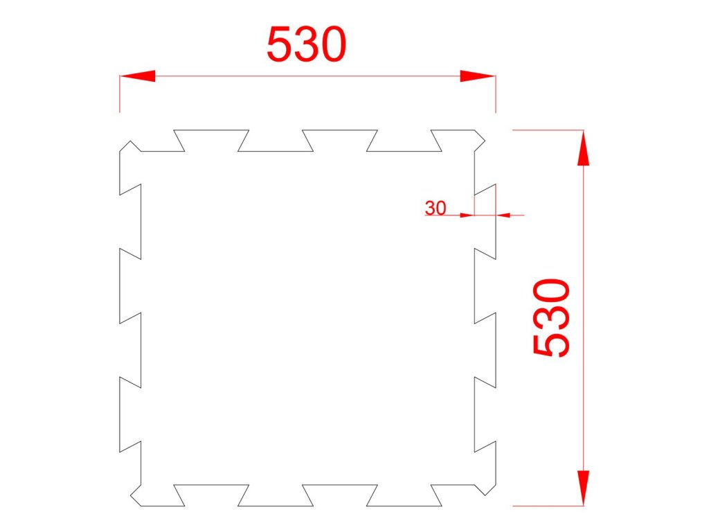 Čierno-bielo-červená gumová modulová puzzle dlažba (stred) FLOMA FitFlo SF1050 - 50 x 50 x 1,6 cm