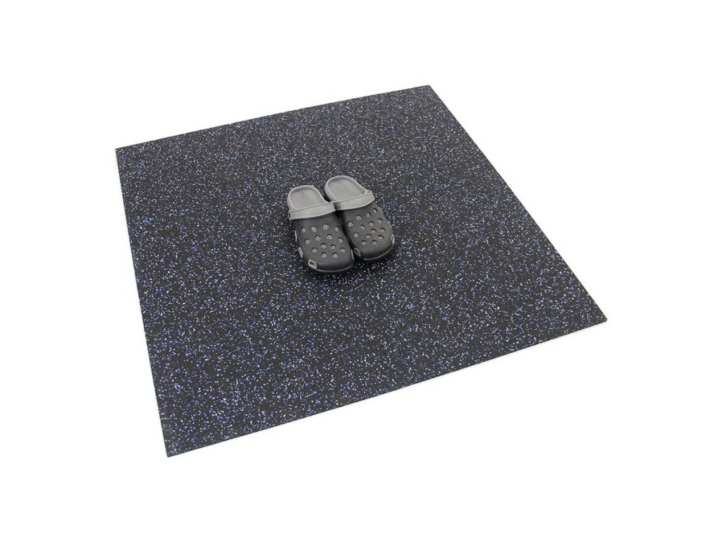 Čierno-bielo-modrá gumová modulová puzzle dlažba (roh) FLOMA IceFlo SF1100 - 100 x 100 x 0,8 cm