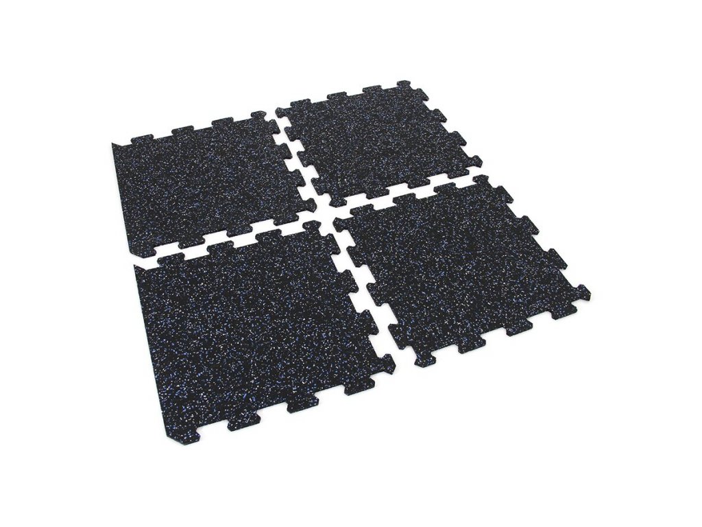 Čierno-bielo-modrá gumová modulová puzzle dlažba (stred) FLOMA IceFlo SF1100 - 100 x 100 x 1 cm