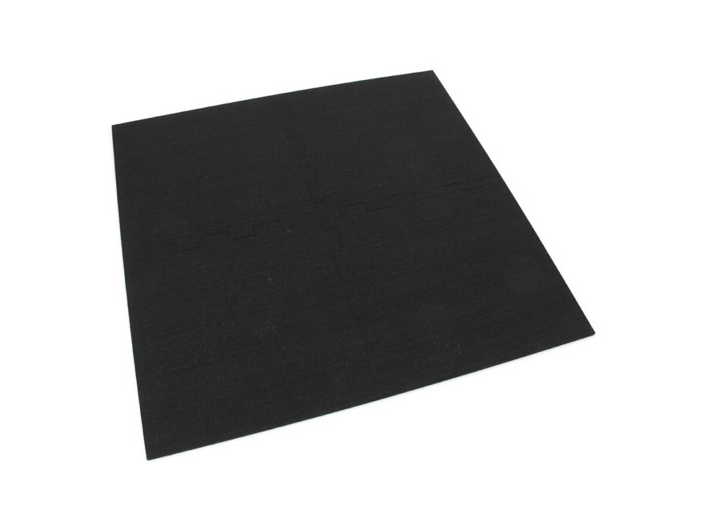 Čierno-bielo-šedá gumová modulová puzzle dlažba (roh) FLOMA Sandwich - 100 x 100 x 1 cm